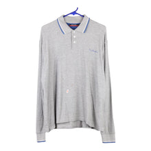  Vintage grey Pierre Cardin Long Sleeve Polo Shirt - mens large