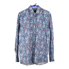  Vintage blue Olymp Casual Patterned Shirt - mens medium