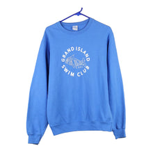  Vintage blue Grand Island Swim Club Port & Company Sweatshirt - mens medium