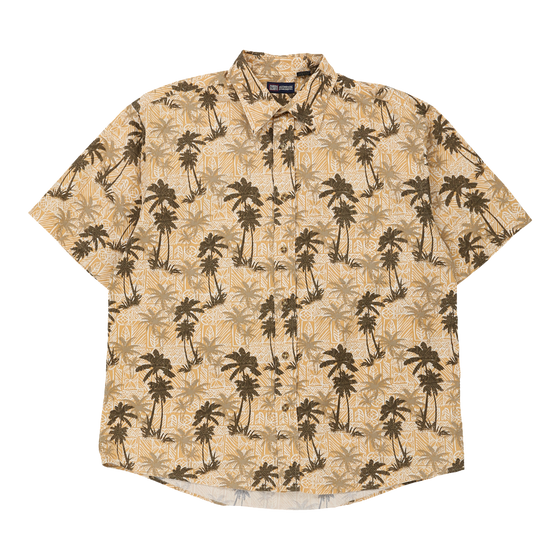 Faded Glory Hawaiian Shirt - Large Beige Cotton hawaiian shirt Faded Glory   