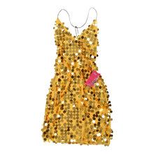  Vintage yellow Ruiyige Sequin Dress - womens small