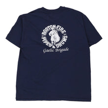  Vintage navy Boston Gaelic Fire Brigade Hanes T-Shirt - mens large