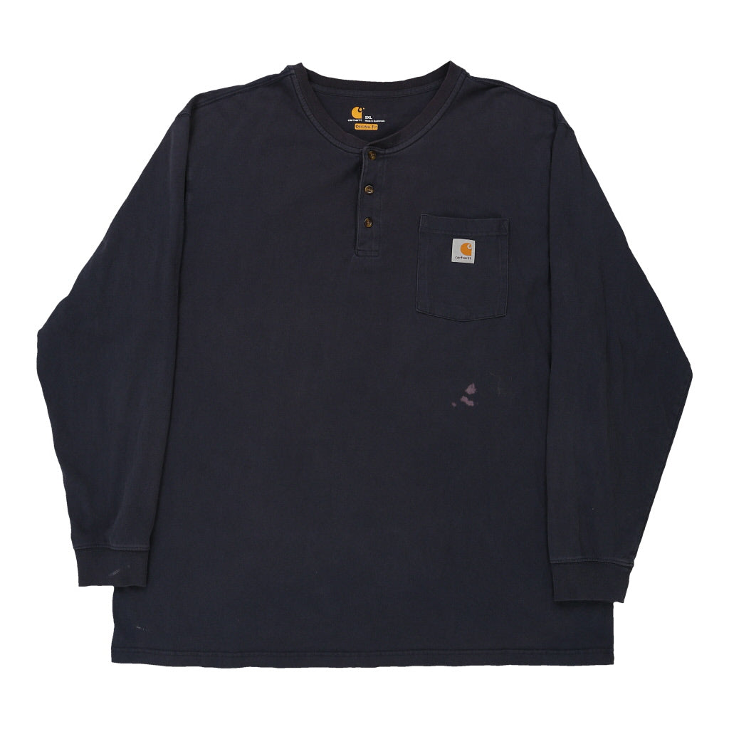 Carhartt Long Sleeve T-Shirt - 2XL Navy Cotton – Thrifted.com
