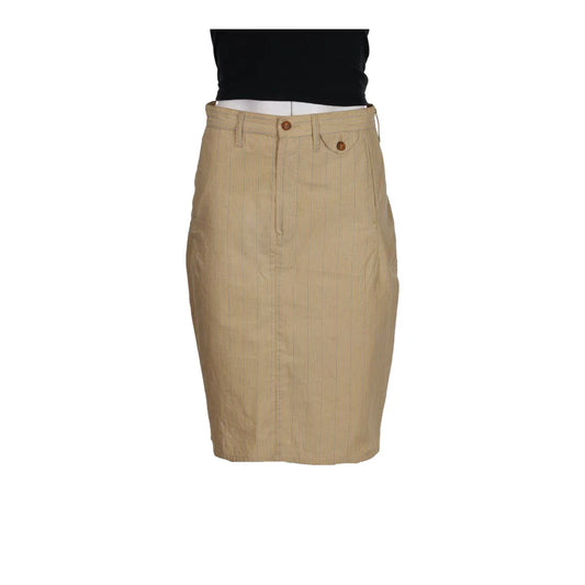 Vintage beige Benetton Midi Skirt - womens 28" waist