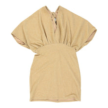  Eiki Blouson Dress - Small Gold Polyester Blend - Thrifted.com