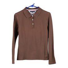  Vintage brown Tommy Hilfiger Long Sleeve Polo Shirt - womens large