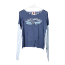  Vintage blue Columbia, Missouri Harley Davidson Long Sleeve T-Shirt - womens medium