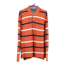  Vintage orange Tommy Hilfiger Long Sleeve Polo Shirt - mens large