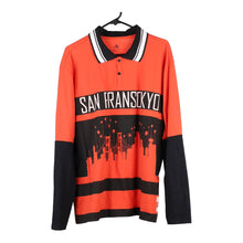  Vintage orange San Fransisco Disney Long Sleeve Polo Shirt - mens large