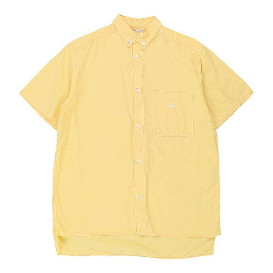Vintage yellow Giorgio Armani Short Sleeve Shirt - mens large