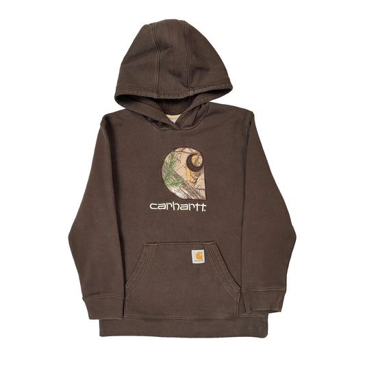 Vintage Age 10-12 Carhartt Graphic Hoodie - Medium Brown Cotton