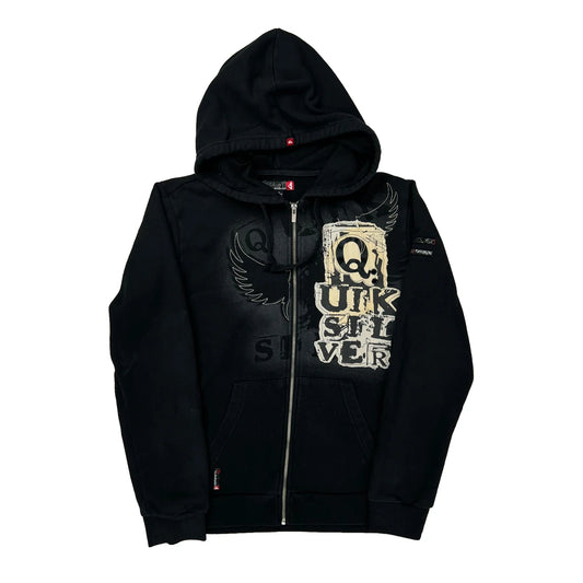 Quiksilver Graphic Hoodie - Medium Black Cotton