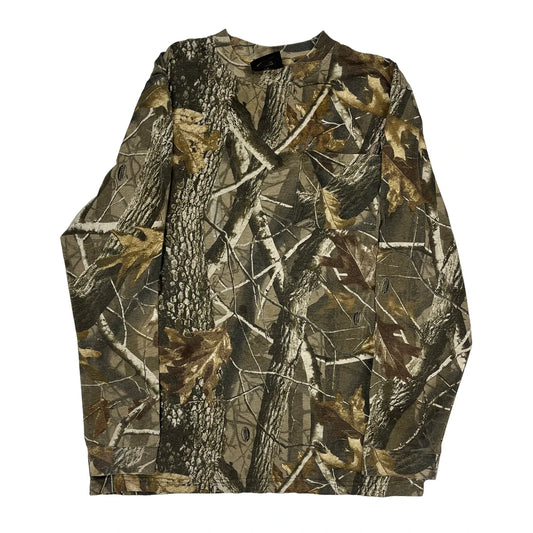 Fieldline Camo Long Sleeve T-Shirt - Medium Green Cotton Blend