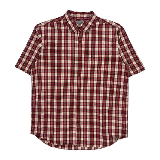 Carhartt Checked Short Sleeve Shirt - Large White Cotton