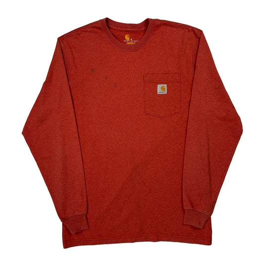 Carhartt Long Sleeve T-Shirt - Medium Red Cotton