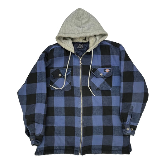 Dickies Checked Jacket - Medium Blue Cotton