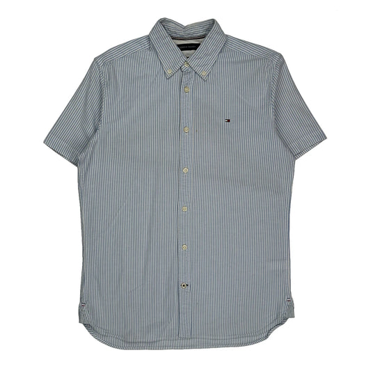 Tommy Hilfiger Striped Short Sleeve Shirt - Medium Blue Cotton