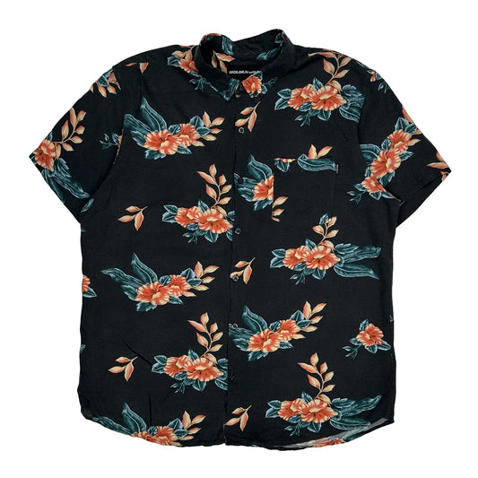 Molokai Surf Floral Hawaiian Shirt - XL Black Cotton