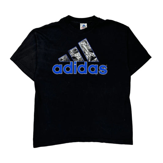 Adidas Graphic T-Shirt - Large Black Cotton