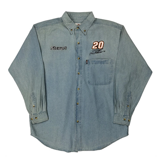 Stewart Winners Circle Nascar Denim Shirt - Medium Light Wash Cotton