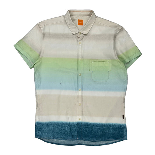 Boss Striped Short Sleeve Shirt - Large Multicoloured Cotton
