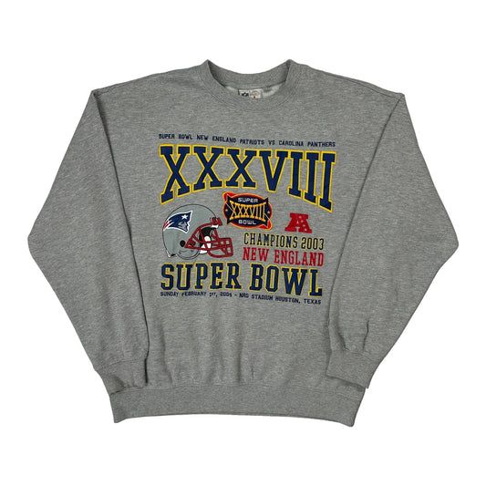 New England Patriots Nfl Football Sweatshirt - Large Grey Cotton