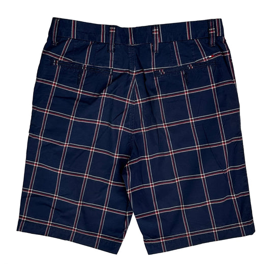 Tommy Hilfiger Checked Chino Shorts - 30W 9L Blue Cotton