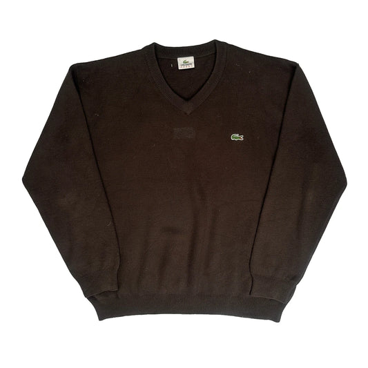 Lacoste V-Neck Jumper - 2XL Brown Knitted