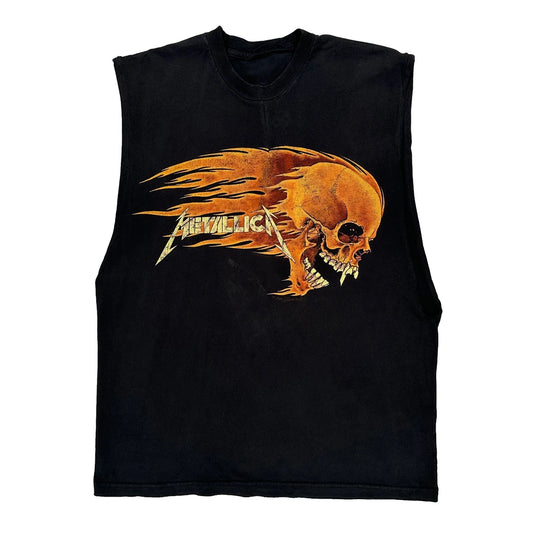 Skull Design Metallica Band Vest - Large Black Cotton