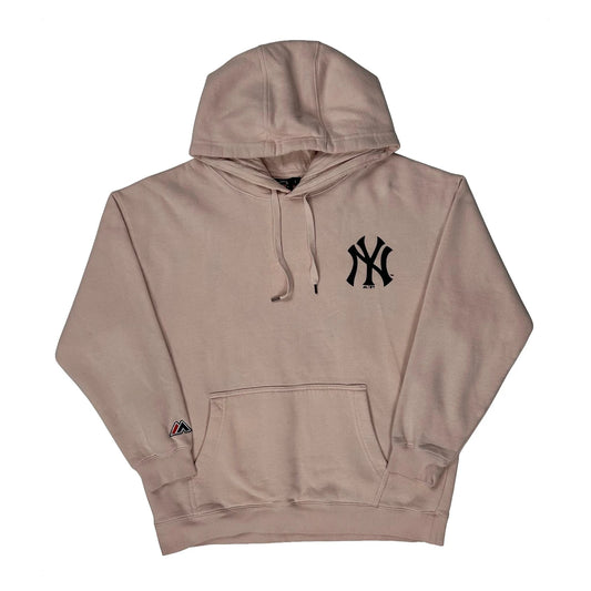 Vintage New York Yankees Majestic Mlb Hoodie - Large Pink Cotton Blend