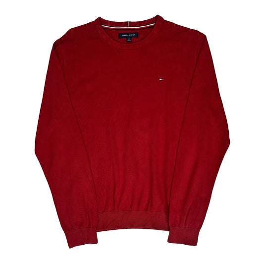 Tommy Hilfiger Striped Jumper - Large Red Knitted