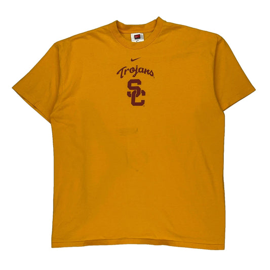 Trojans Nike College T-Shirt - XL Yellow Cotton