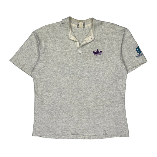 Adidas Polo Shirt - Medium Grey Cotton Blend