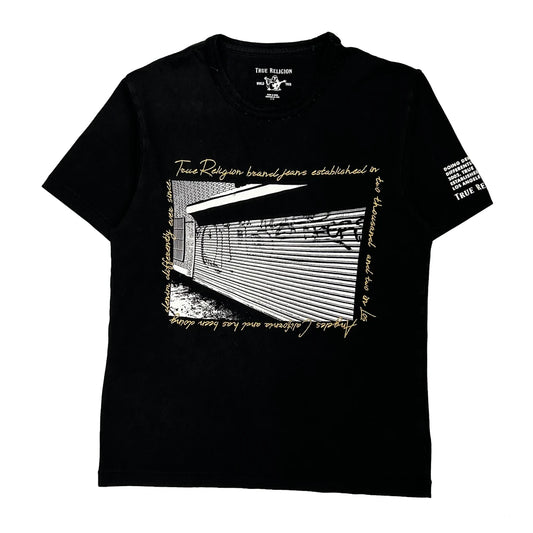 World Tour True Religion Graphic T-Shirt - Large Black Cotton