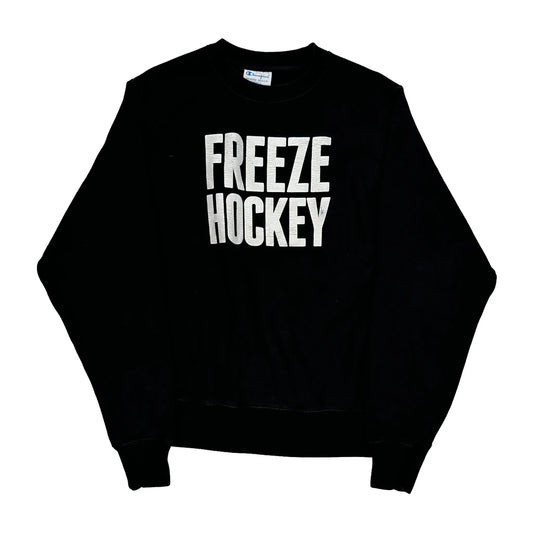 Reverse Weave Champion Graphic Sweatshirt - Small Black Cotton