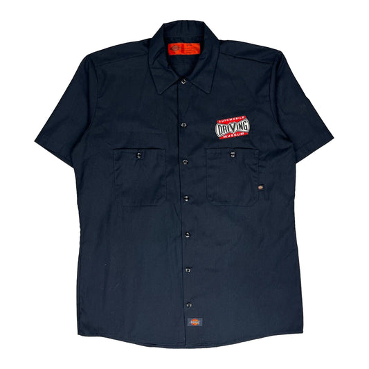 Dickies Short Sleeve Shirt - Medium Navy Polyester Blend