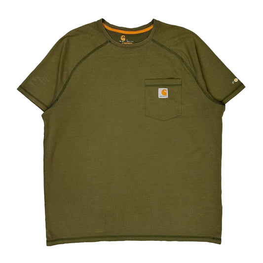 Carhartt T-Shirt - Large Khaki Cotton