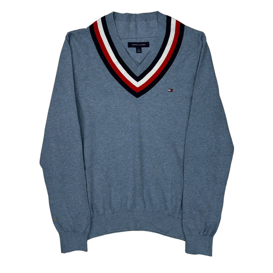 Tommy Hilfiger V-Neck Sweater - Medium Blue Cotton