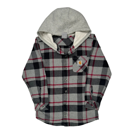 Age 10-12 Carhartt Checked Flannel Shirt - Medium Black Cotton