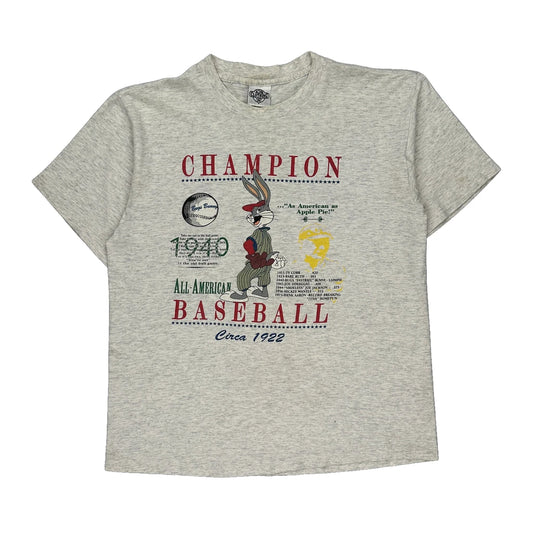 Single Stitch Acme Clothing Cartoon T-Shirt - Large Grey Cotton