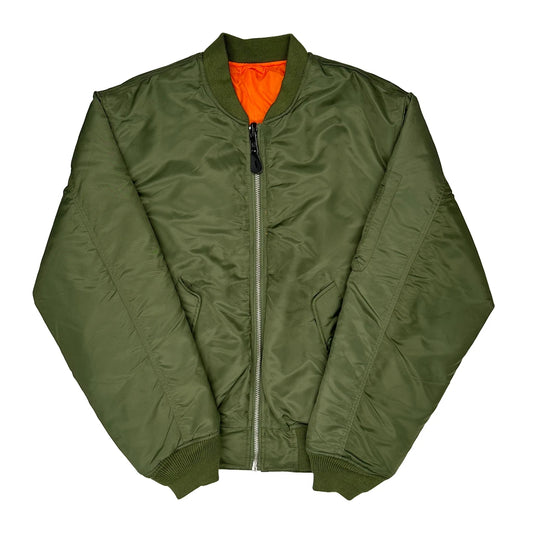 Ma1 Unbranded Reversible Bomber Jacket - Medium Green Nylon
