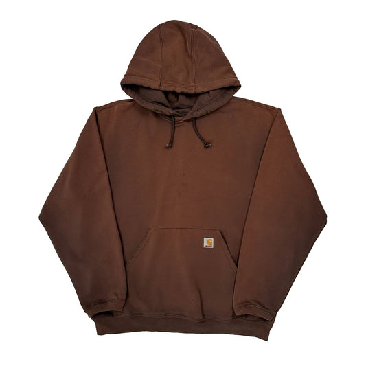 Faded Carhartt Hoodie - XL Brown Cotton Blend