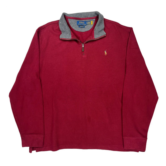 Vintage Polo By Ralph Lauren 1/4 Zip - XL Red Cotton