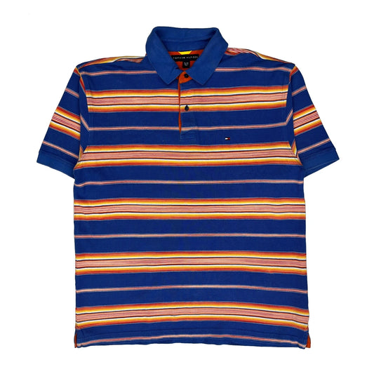 Tommy Hilfiger Striped Polo Shirt - XL Blue Cotton