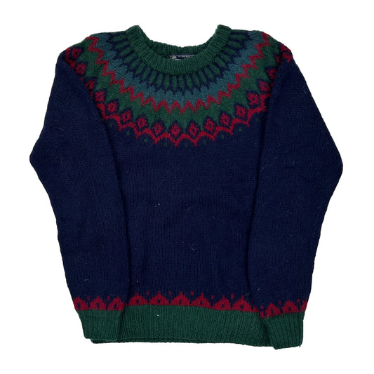 Individually Hand Knitted And Hand Fashioned Woodstock Christmas Jumper - Large Green Virgin Wool