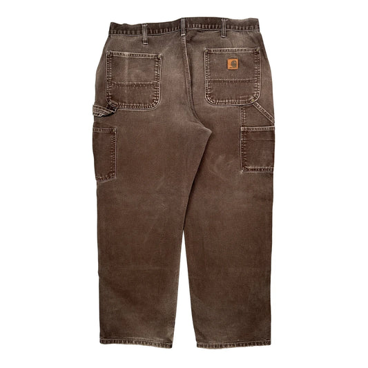 Carhartt B136 Dkb Double Knee Carpenter Trousers - 34W 29L Brown Cotton
