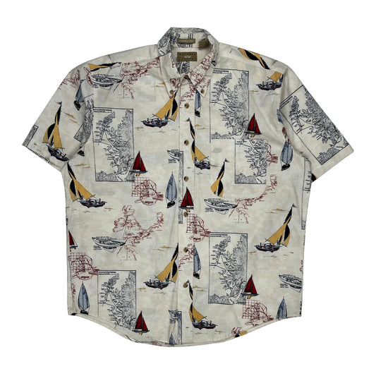 Natural Issue Hawaiian Shirt - Medium Cream Cotton