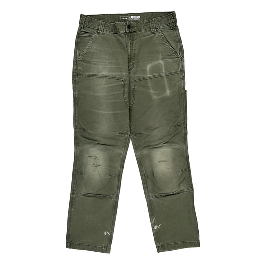 Carhartt Double Knee Carpenter Trousers - 34W 32L Green Cotton