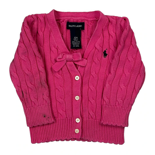 Age 12 Months Ralph Lauren Cardigan - 2XS Pink Cotton