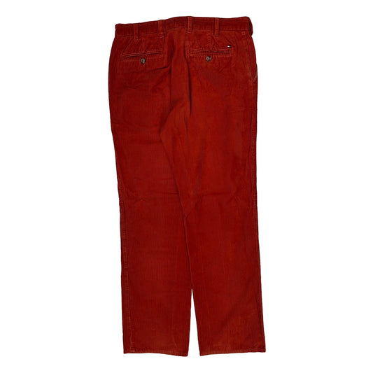 Vintage Tommy Hilfiger Cord Trousers - 32W 32L Red Corduroy